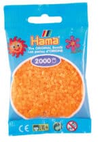 Hama Mini Perler, 2.000 stk, neon orange i pakke.