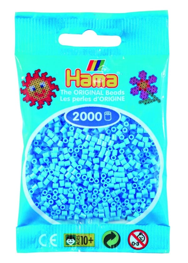 Hama Mini Perler, 2.000 stk pastel blå, pakke med små perler til kreative projekter.