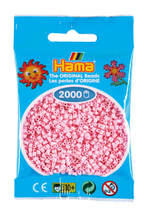 Hama Mini Perler pakke med 2.000 pastel rosa perler.