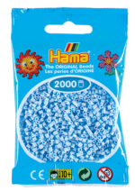 Hama Mini Perler 2.000 stk pastel isblå i plasticpose med gennemsigtig front.